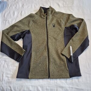 Spyder men's Medium olive green and black full zip up sweater, GUC
